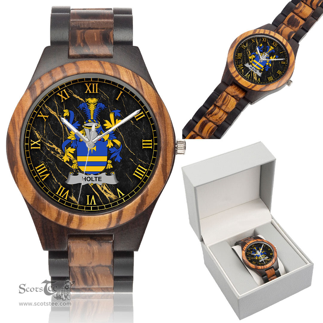 Irish Holte or Holt Irish Family Crest Indian Ebony Wooden Watch Irish Wooden Watch