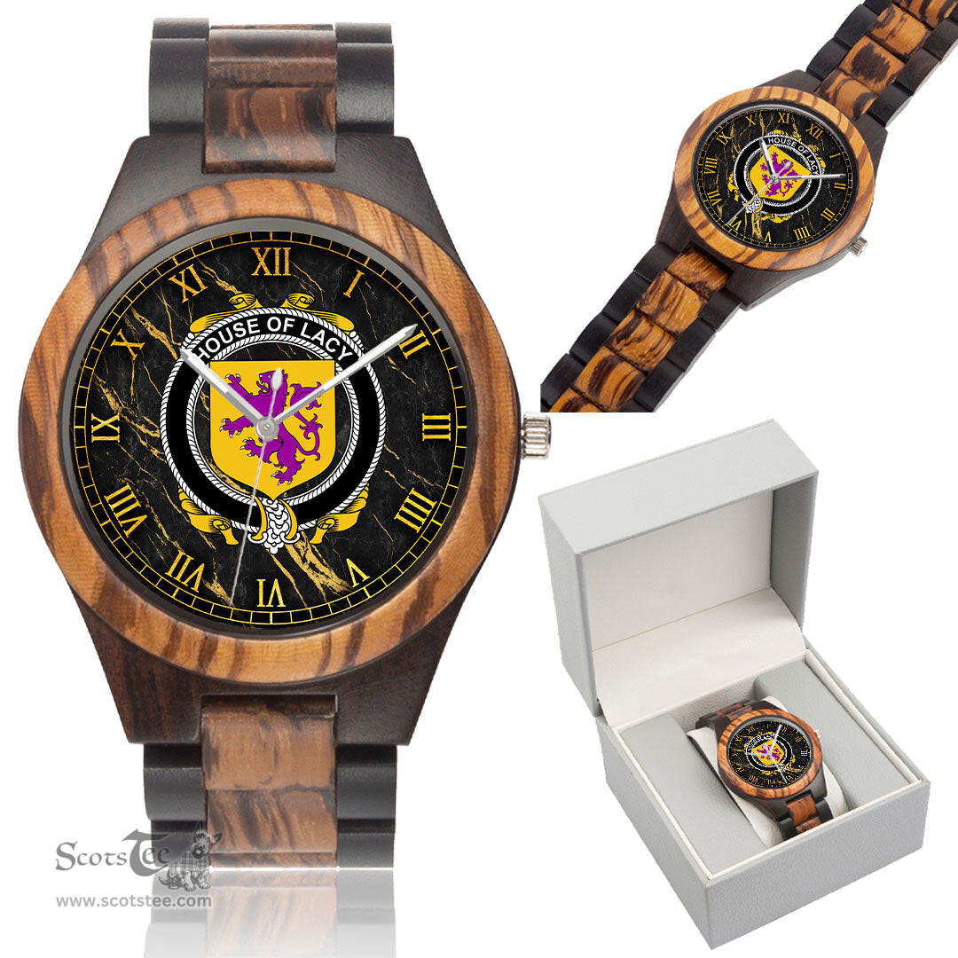 Irish House of LACY Irish Family Crest Indian Ebony Wooden Watch Irish Wooden Watch