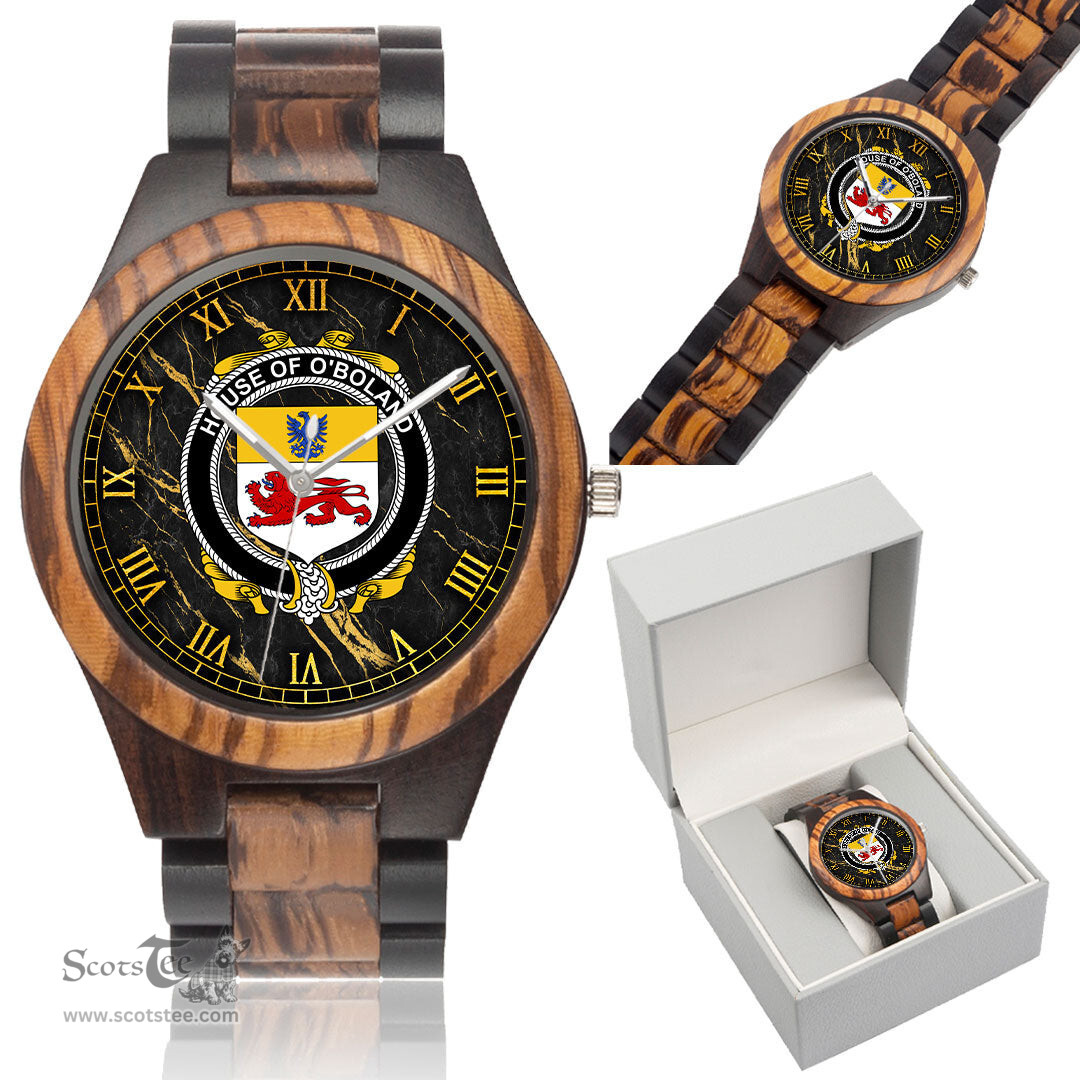 Irish House of O BOLAND Irish Family Crest Indian Ebony Wooden Watch Irish Wooden Watch