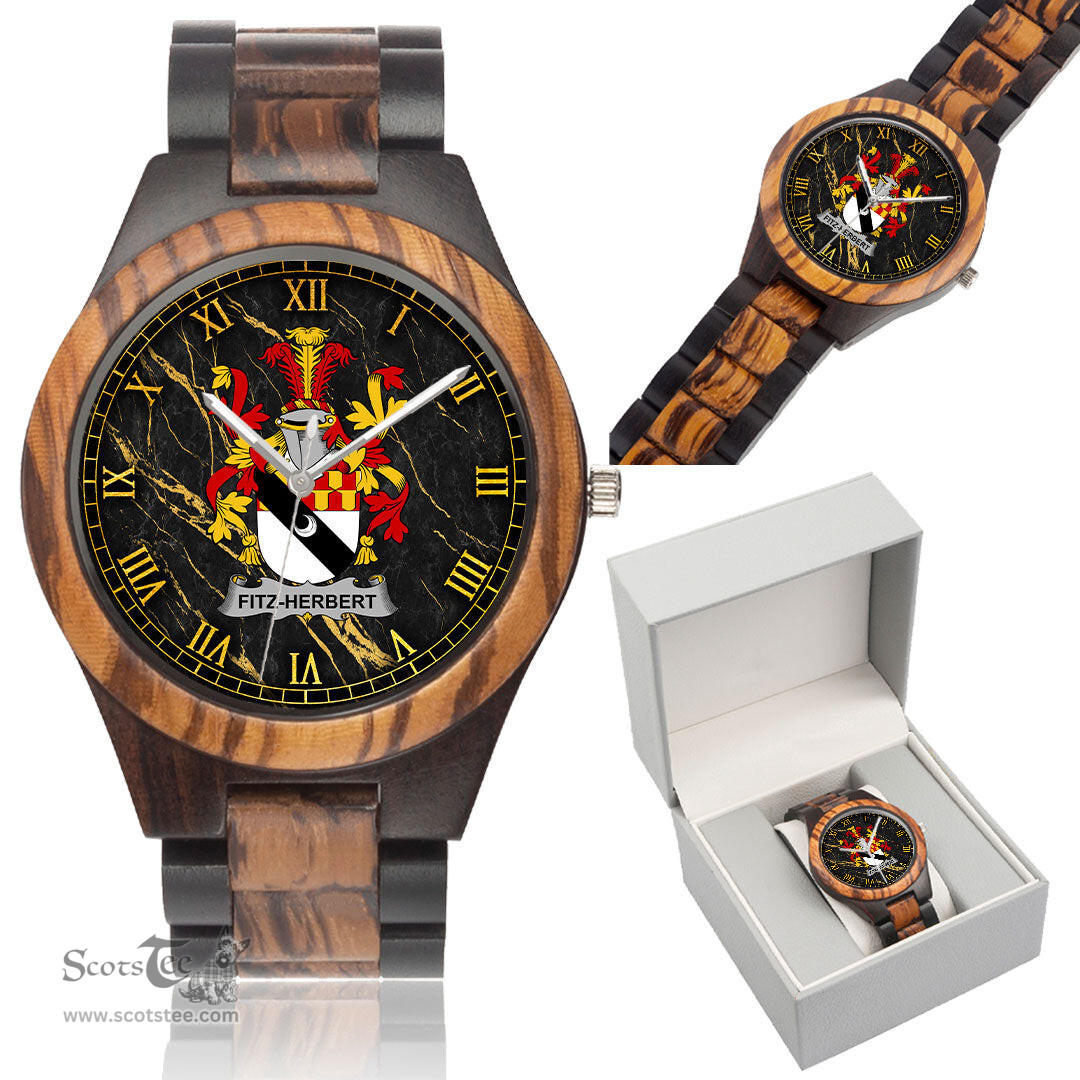 Irish Fitz Herbert Irish Family Crest Indian Ebony Wooden Watch Irish Wooden Watch