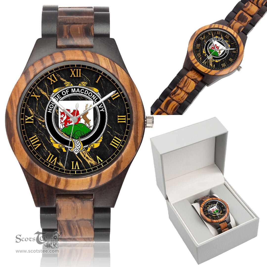 Irish House of MACDONLEVY Irish Family Crest Indian Ebony Wooden Watch Irish Wooden Watch