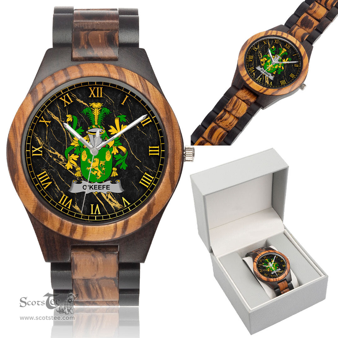 Irish Keefe or O Keefe Irish Family Crest Indian Ebony Wooden Watch Irish Wooden Watch
