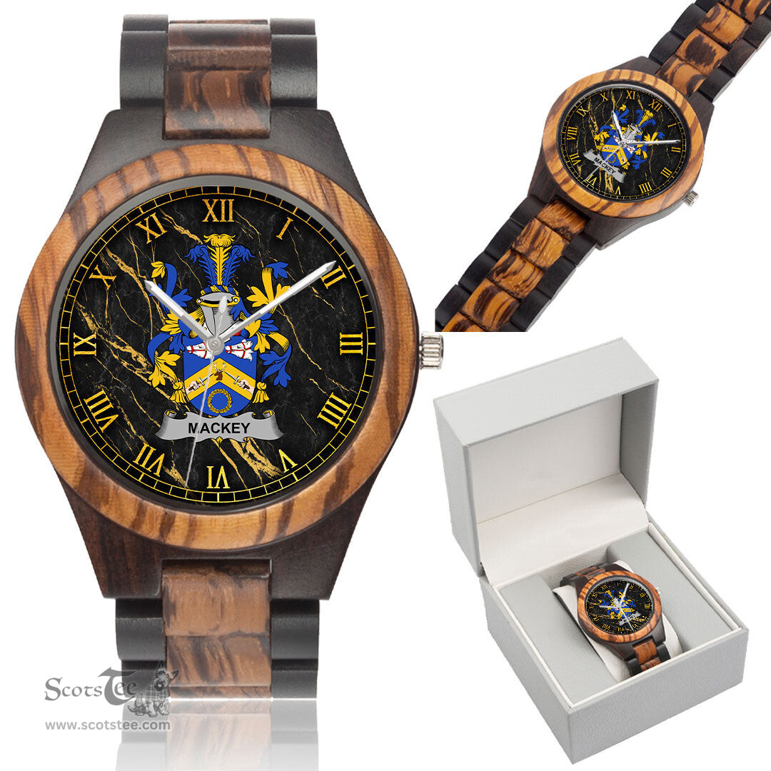 Irish Mackey Irish Family Crest Indian Ebony Wooden Watch Irish Wooden Watch
