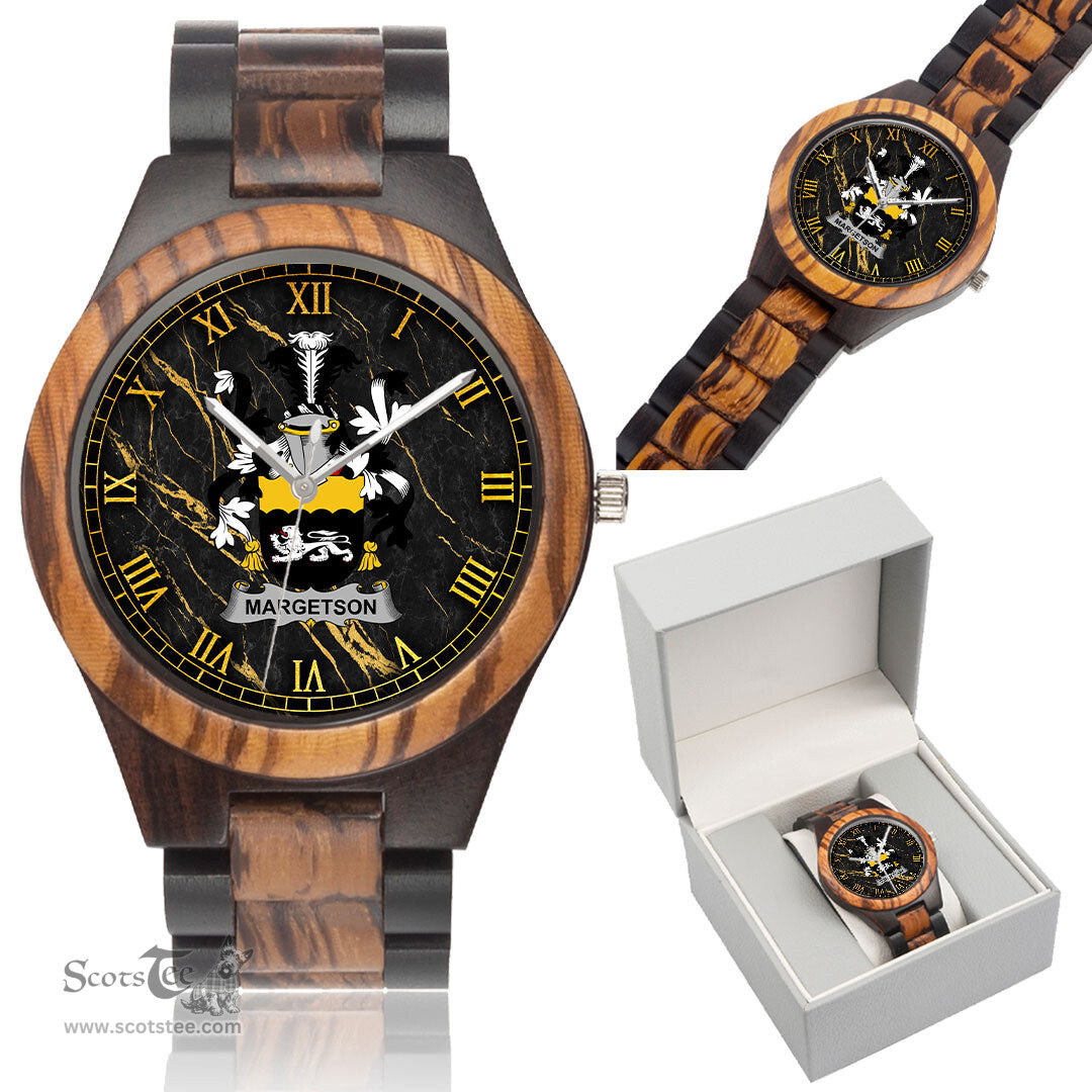 Irish Margetson Irish Family Crest Indian Ebony Wooden Watch Irish Wooden Watch