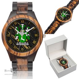 Irish McGettigan or Gethin Irish Family Crest Indian Ebony Wooden Watch Irish Wooden Watch