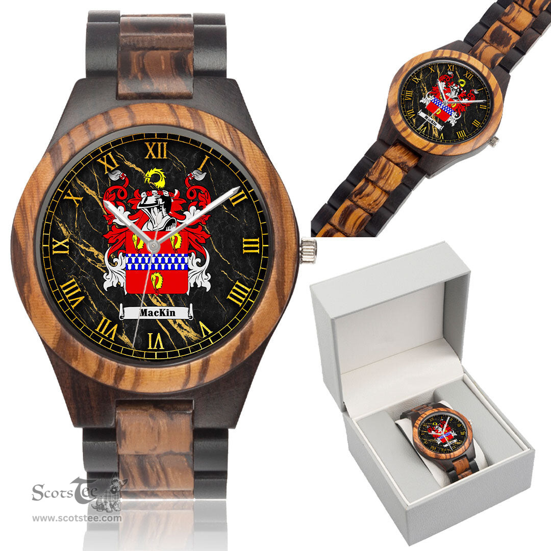 Irish Mackin Irish Family Crest Indian Ebony Wooden Watch Irish Wooden Watch