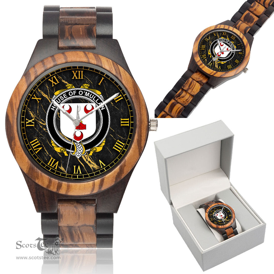 Irish House of O MULLAN Irish Family Crest Indian Ebony Wooden Watch Irish Wooden Watch