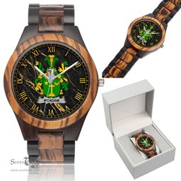 Irish McAdam Irish Family Crest Indian Ebony Wooden Watch Irish Wooden Watch