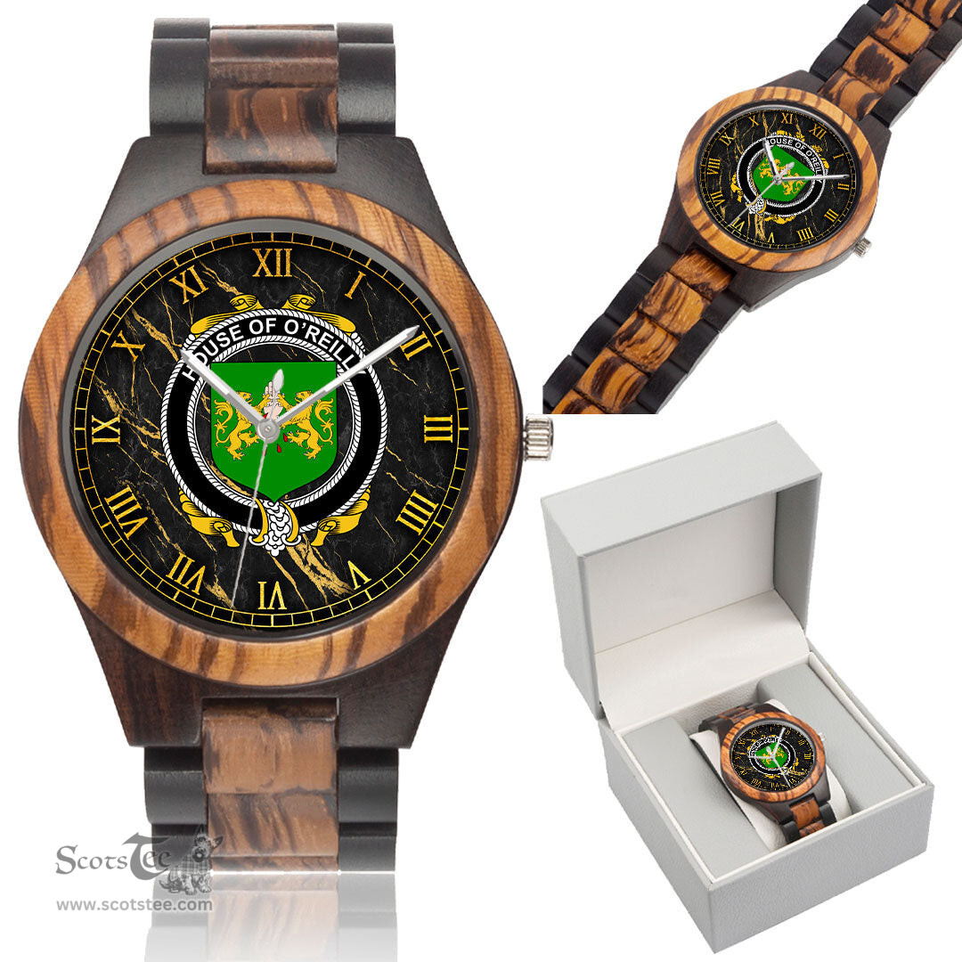 Irish House of O REILLY Irish Family Crest Indian Ebony Wooden Watch Irish Wooden Watch