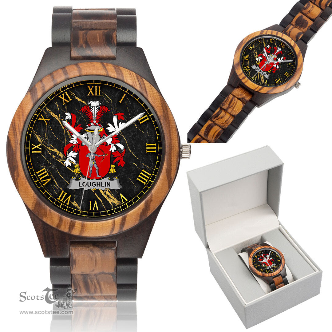 Irish Loughlin or O Loughlin Irish Family Crest Indian Ebony Wooden Watch Irish Wooden Watch