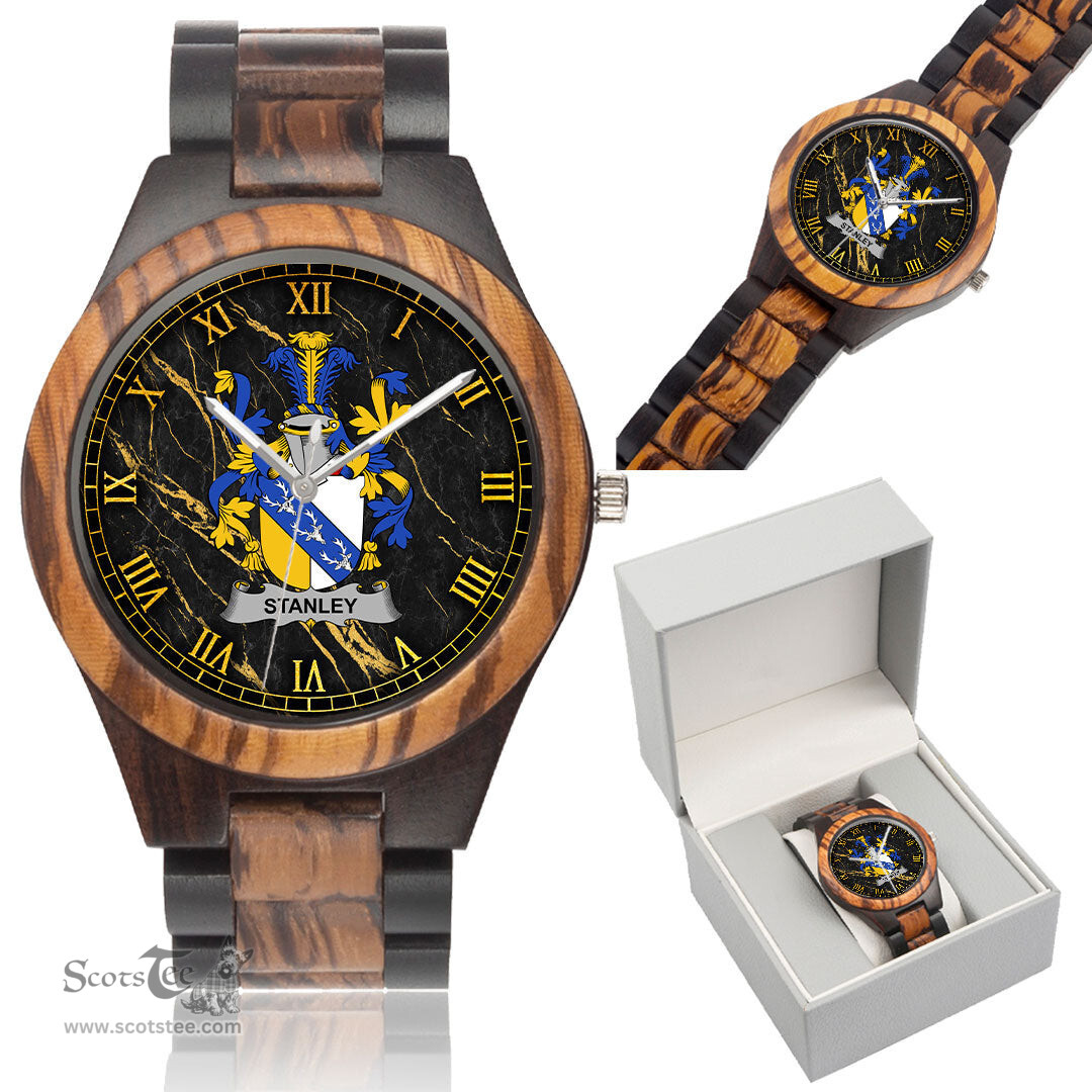 Irish Stanley Irish Family Crest Indian Ebony Wooden Watch Irish Wooden Watch