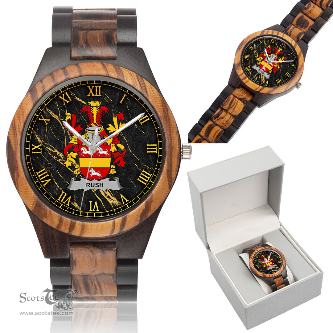 Irish Rush Irish Family Crest Indian Ebony Wooden Watch Irish Wooden Watch