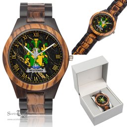 Irish Westenra Irish Family Crest Indian Ebony Wooden Watch Irish Wooden Watch