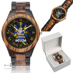 Irish Wallis Irish Family Crest Indian Ebony Wooden Watch Irish Wooden Watch