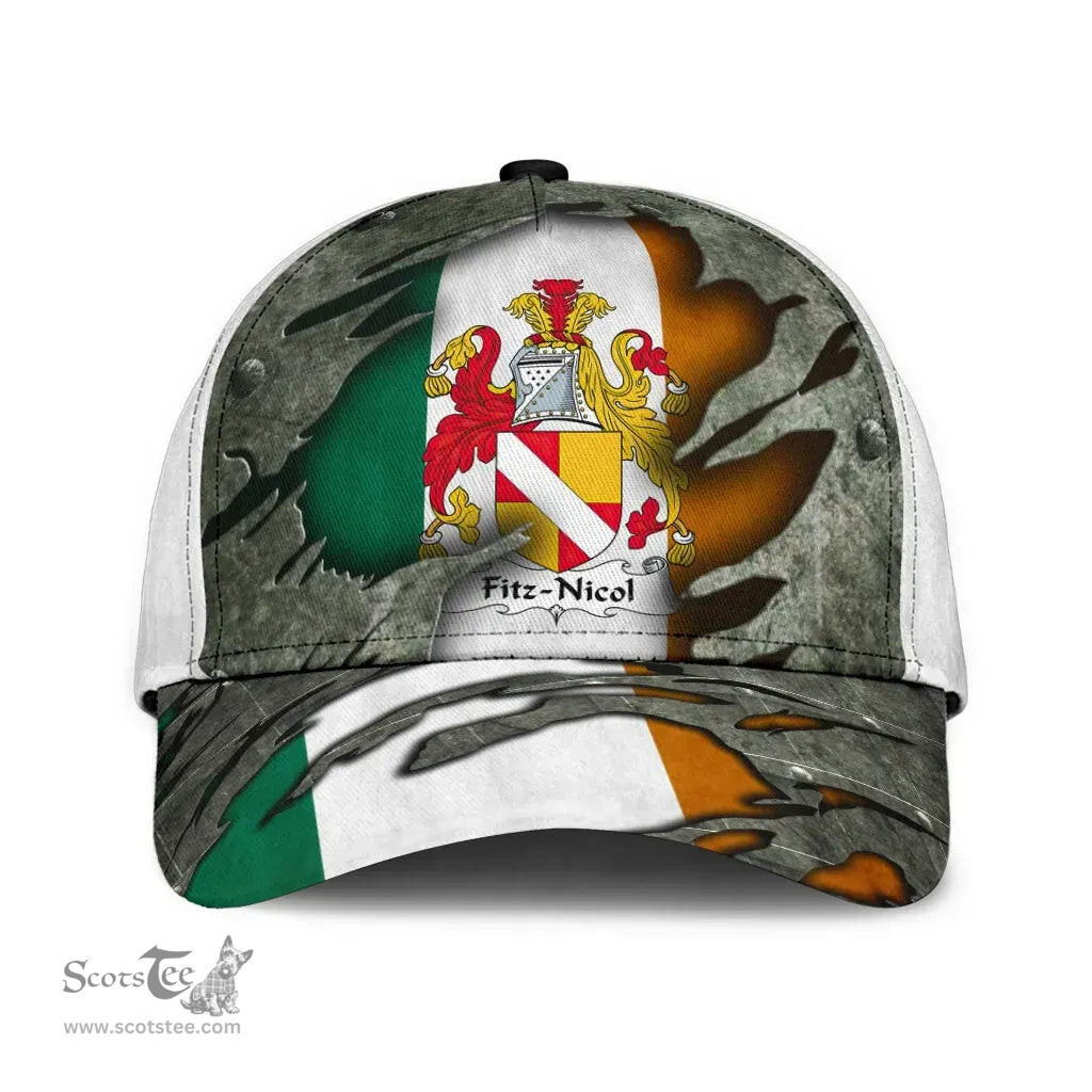 Irish Fitznicol Coat Of Arms Family Crest Ireland Cap Irish In Me Cap