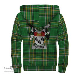 Bateson Coat of Arms Family Crest Ireland Sherpa Hoodie Irish National Tartan Irish County Sherpa Hoodie