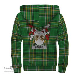 Collins Coat of Arms Family Crest Ireland Sherpa Hoodie Irish National Tartan Irish County Sherpa Hoodie
