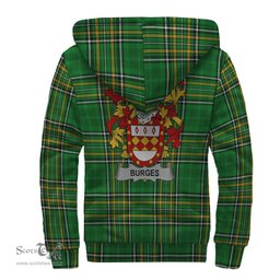 Burges Coat of Arms Family Crest Ireland Sherpa Hoodie Irish National Tartan Irish County Sherpa Hoodie