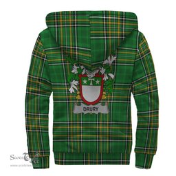 Drury or McDrury Coat of Arms Family Crest Ireland Sherpa Hoodie Irish National Tartan Irish County Sherpa Hoodie