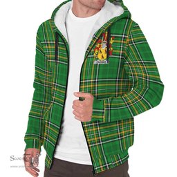 Falkiner Coat of Arms Family Crest Ireland Sherpa Hoodie Irish National Tartan Irish County Sherpa Hoodie