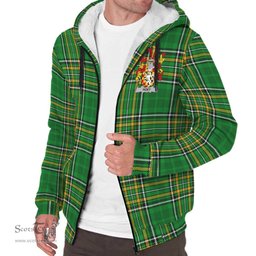 Hoey or O'Hoey Coat of Arms Family Crest Ireland Sherpa Hoodie Irish National Tartan Irish County Sherpa Hoodie