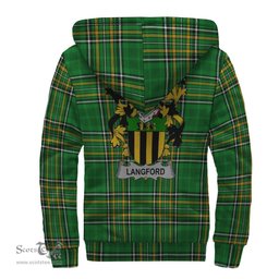 Langford Coat of Arms Family Crest Ireland Sherpa Hoodie Irish National Tartan Irish County Sherpa Hoodie