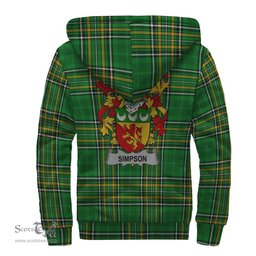 Simpson Coat of Arms Family Crest Ireland Sherpa Hoodie Irish National Tartan Irish County Sherpa Hoodie
