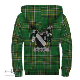 Plunkett Coat of Arms Family Crest Ireland Sherpa Hoodie Irish National Tartan Irish County Sherpa Hoodie