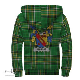 Penrose Coat of Arms Family Crest Ireland Sherpa Hoodie Irish National Tartan Irish County Sherpa Hoodie