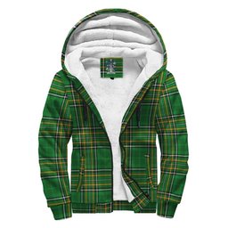 Lanigan or O'Lenigan Coat of Arms Family Crest Ireland Sherpa Hoodie Irish National Tartan Irish County Sherpa Hoodie