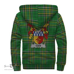 Vizer Coat of Arms Family Crest Ireland Sherpa Hoodie Irish National Tartan Irish County Sherpa Hoodie