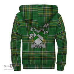Stokes Coat of Arms Family Crest Ireland Sherpa Hoodie Irish National Tartan Irish County Sherpa Hoodie