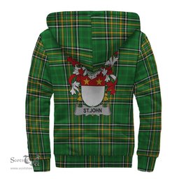 St.John Coat of Arms Family Crest Ireland Sherpa Hoodie Irish National Tartan Irish County Sherpa Hoodie