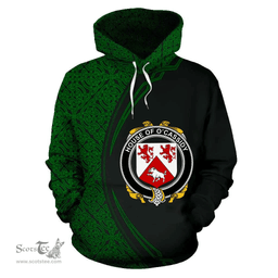Irish House of O'CASSIDY Coat of Arms Irish Family Crest Hoodie Black Green Circle Style Hoodie