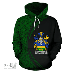 Irish Connellan or O'Connellan Coat of Arms Irish Family Crest Hoodie Black Green Circle Style Hoodie