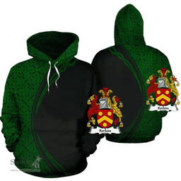 Irish Forkin Coat of Arms Irish Family Crest Hoodie Black Green Circle Style Hoodie