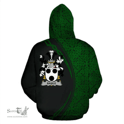 Irish Basile Coat of Arms Irish Family Crest Hoodie Black Green Circle Style Hoodie