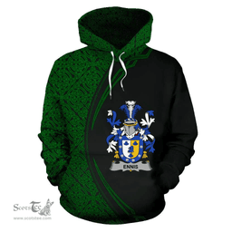 Irish Ennis Coat of Arms Irish Family Crest Hoodie Black Green Circle Style Hoodie