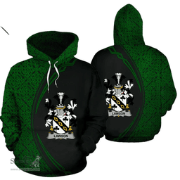 Irish Lawson Coat of Arms Irish Family Crest Hoodie Black Green Circle Style Hoodie