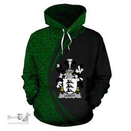Irish Lovett Coat of Arms Irish Family Crest Hoodie Black Green Circle Style Hoodie