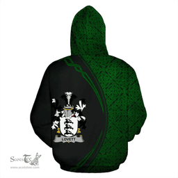 Irish Lovett Coat of Arms Irish Family Crest Hoodie Black Green Circle Style Hoodie
