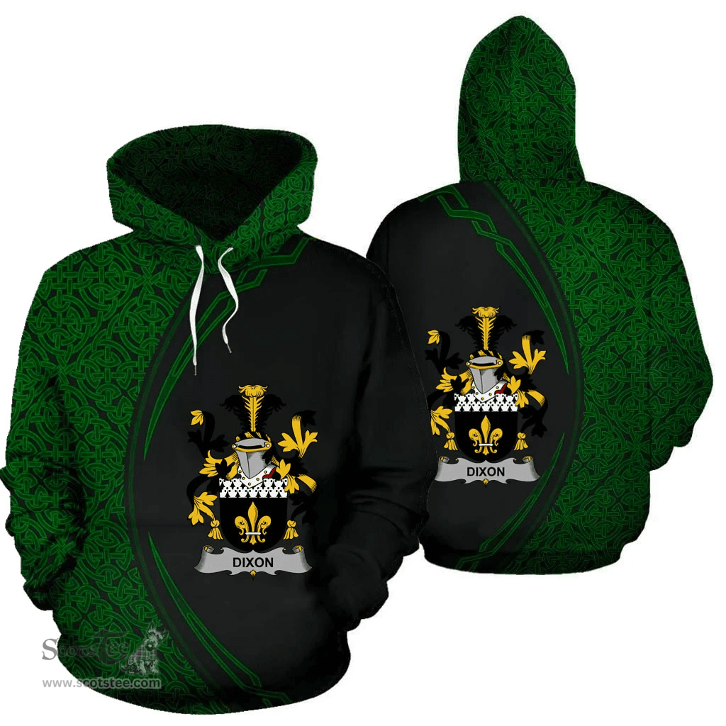 Irish Dixon Coat of Arms Irish Family Crest Hoodie Black Green Circle Style Hoodie