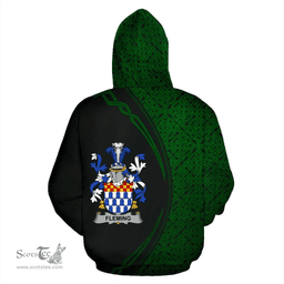 Irish Fleming Coat of Arms Irish Family Crest Hoodie Black Green Circle Style Hoodie