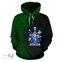 Irish Faulkner Coat of Arms Irish Family Crest Hoodie Black Green Circle Style Hoodie