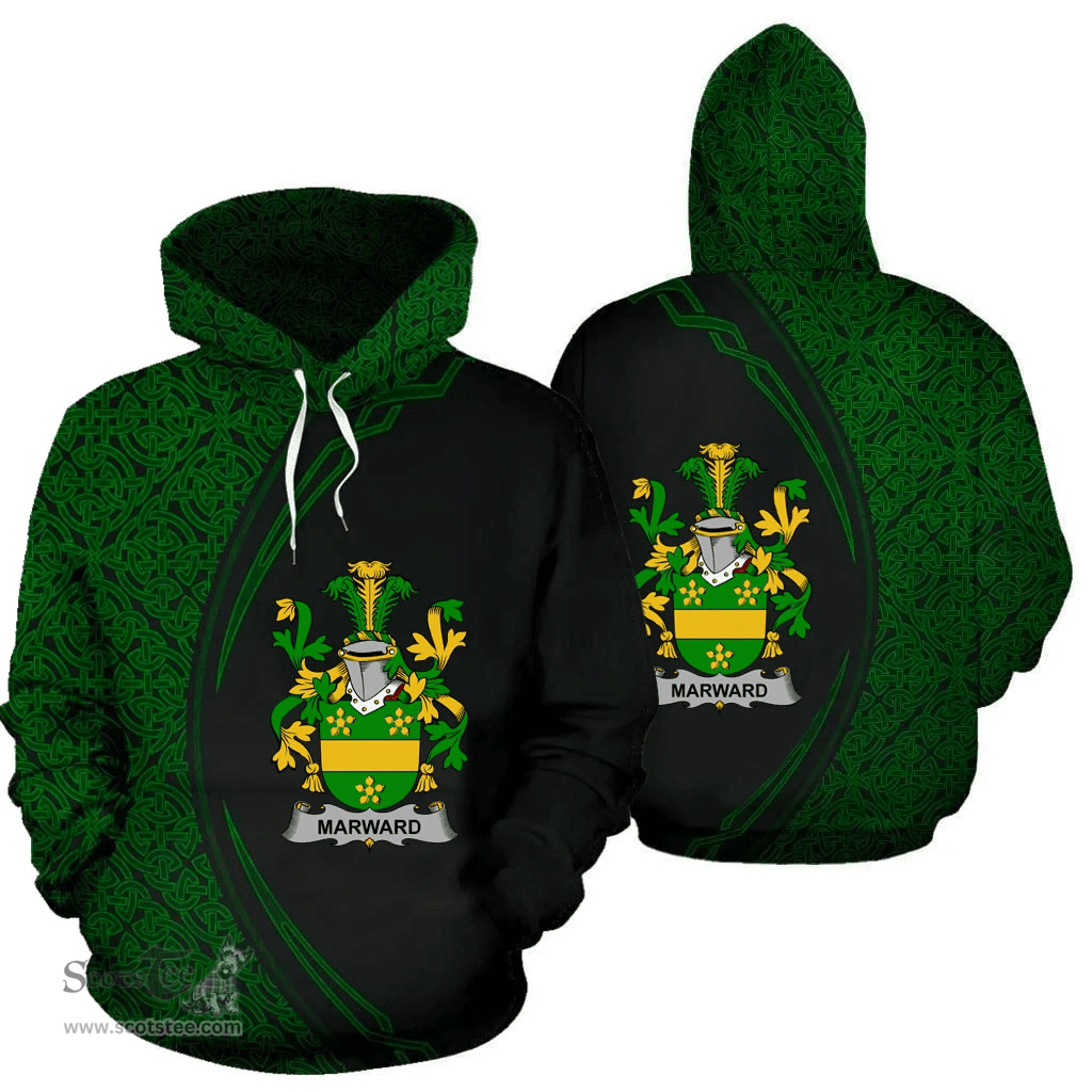 Irish Marward Coat of Arms Irish Family Crest Hoodie Black Green Circle Style Hoodie
