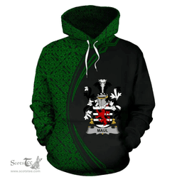Irish Maul or Maule Coat of Arms Irish Family Crest Hoodie Black Green Circle Style Hoodie