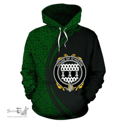 Irish House of O'HIGGIN Coat of Arms Irish Family Crest Hoodie Black Green Circle Style Hoodie