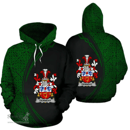 Irish Dennehy or O'Dennehy Coat of Arms Irish Family Crest Hoodie Black Green Circle Style Hoodie