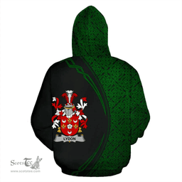 Irish Lydon or Leyden Coat of Arms Irish Family Crest Hoodie Black Green Circle Style Hoodie