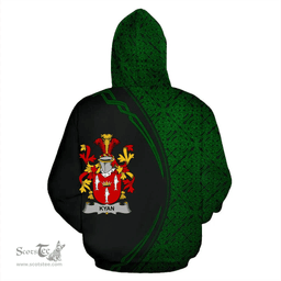 Irish Kyan or O'Kyan Coat of Arms Irish Family Crest Hoodie Black Green Circle Style Hoodie